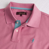 Stretch Cotton Piqué Polo with Jacquard Collar - Wild Rose