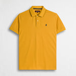 Polo cotone stretch piquet con collo jacquard - Gold Yellow