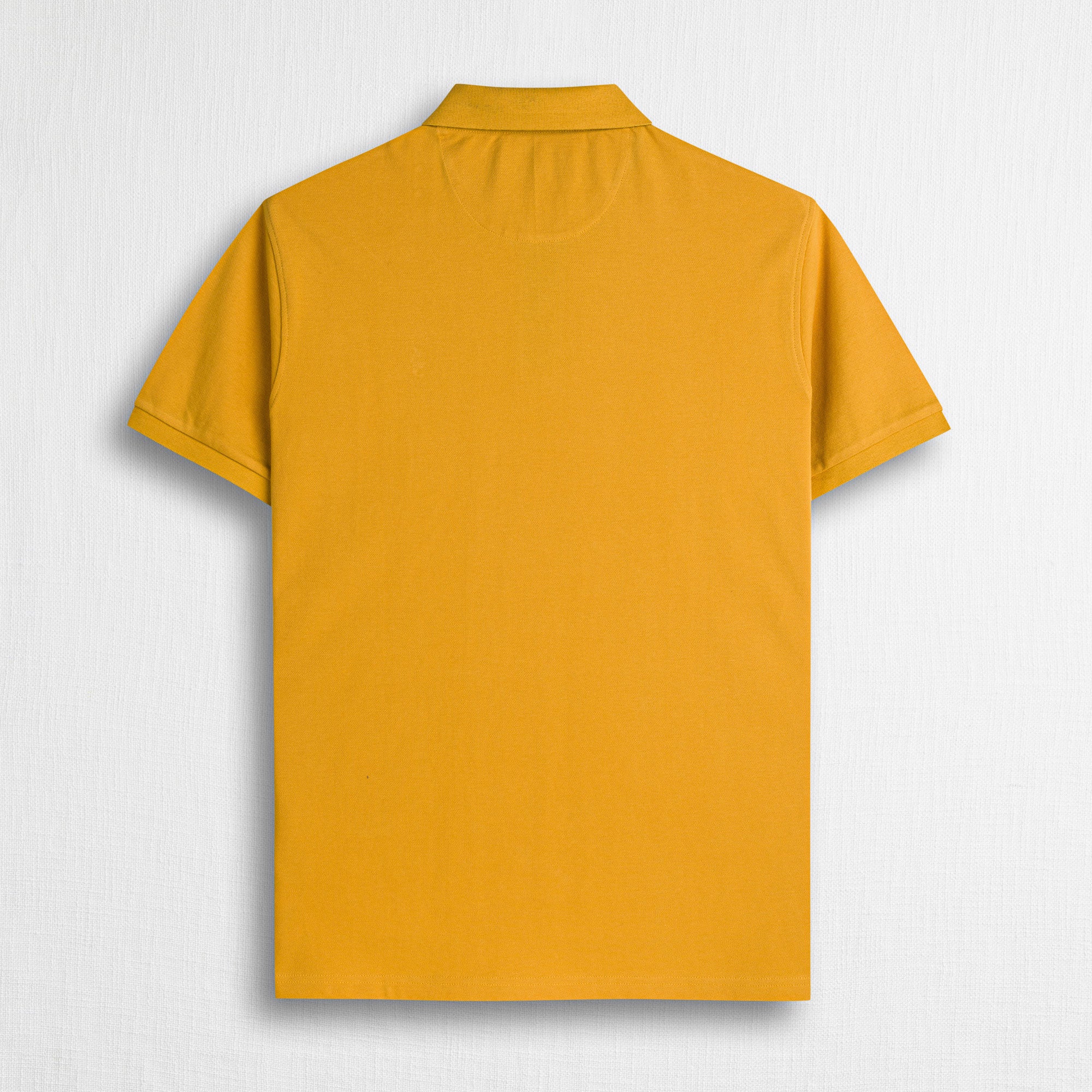 Polo cotone stretch piquet con collo jacquard - Gold Yellow