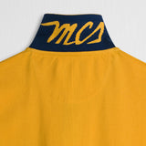 Stretch Cotton Piqué Polo with Jacquard Collar - Gold Yellow