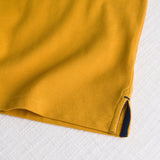 Stretch Cotton Piqué Polo with Jacquard Collar - Gold Yellow