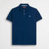 Polo cotone stretch piquet con collo jacquard - Deep Blue