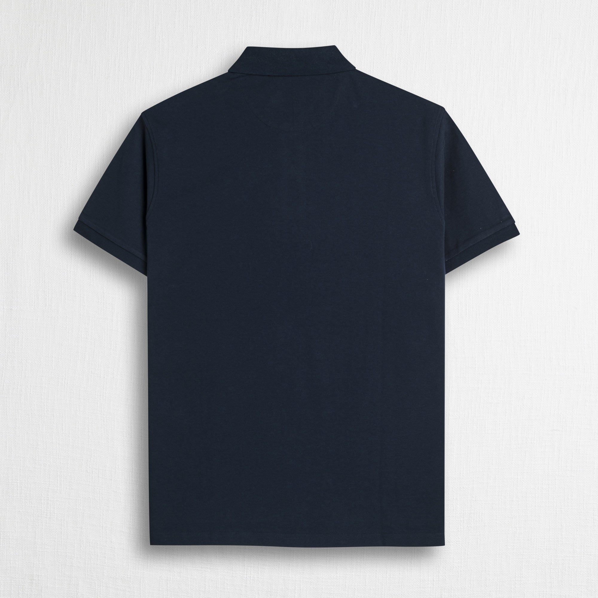 Polo cotone stretch piquet con collo jacquard - Navy Blue