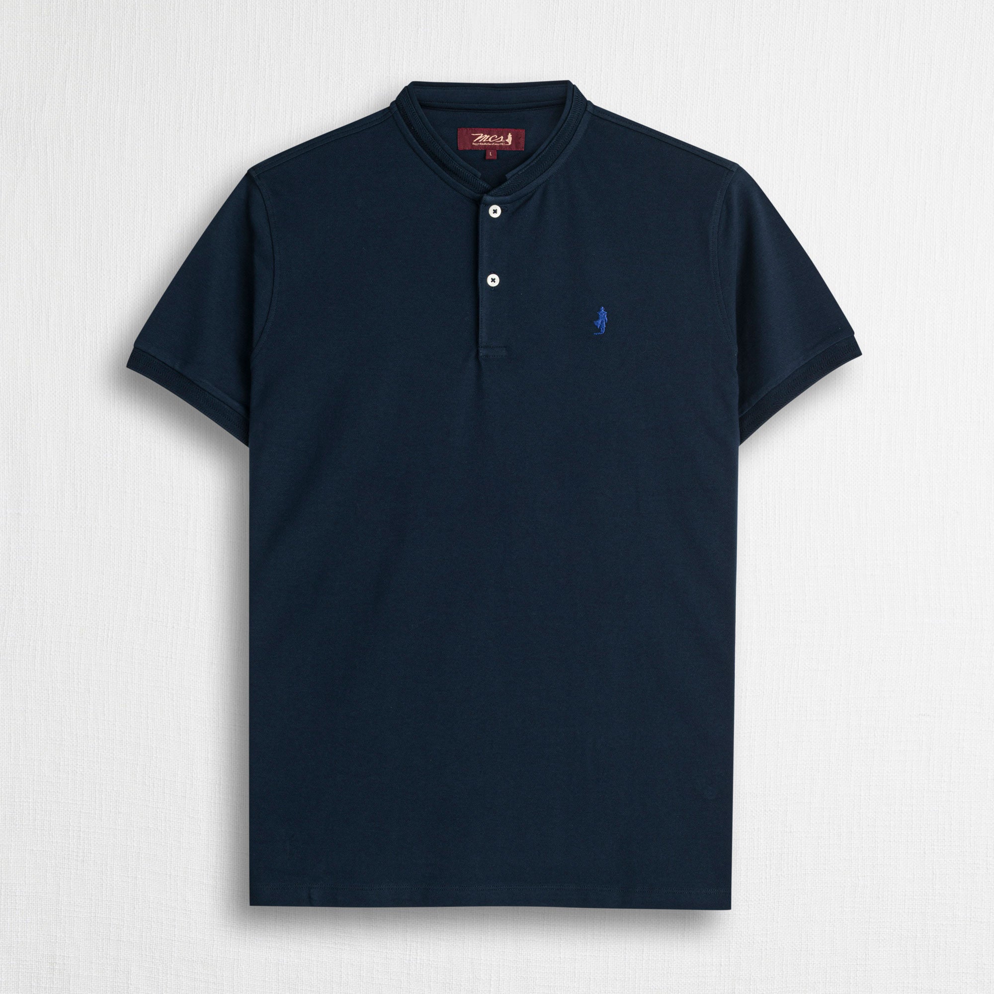Polo cotone stretch piquet modello serafino - Navy Blue