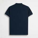 Stretch Cotton Piqué Polo Serafino Style - Navy Blue