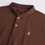 Stretch Cotton Piqué Polo Serafino Style - Chocolate