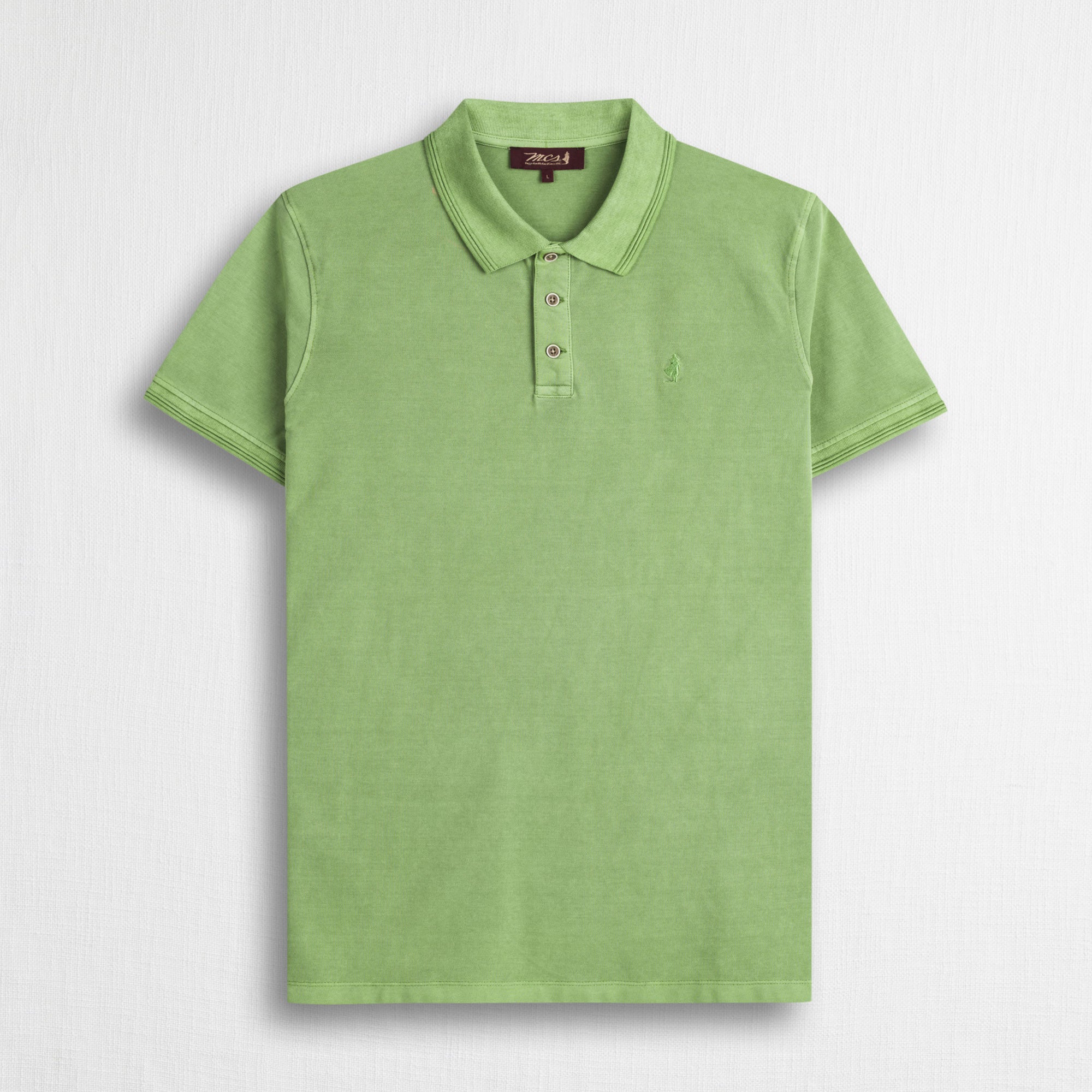 Polo cotone piquet stretch tinto in capo - Light Green