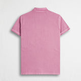 Stretch cotton piquet polo dyed in the piece - Wild Rose