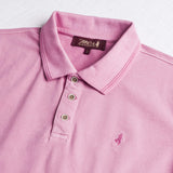 Stretch cotton piquet polo dyed in the piece - Wild Rose