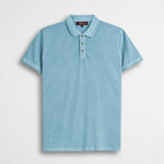 Polo cotone piquet stretch tinto in capo - Sky Blue