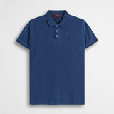 Polo cotone piquet stretch tinto in capo - Deep Blue
