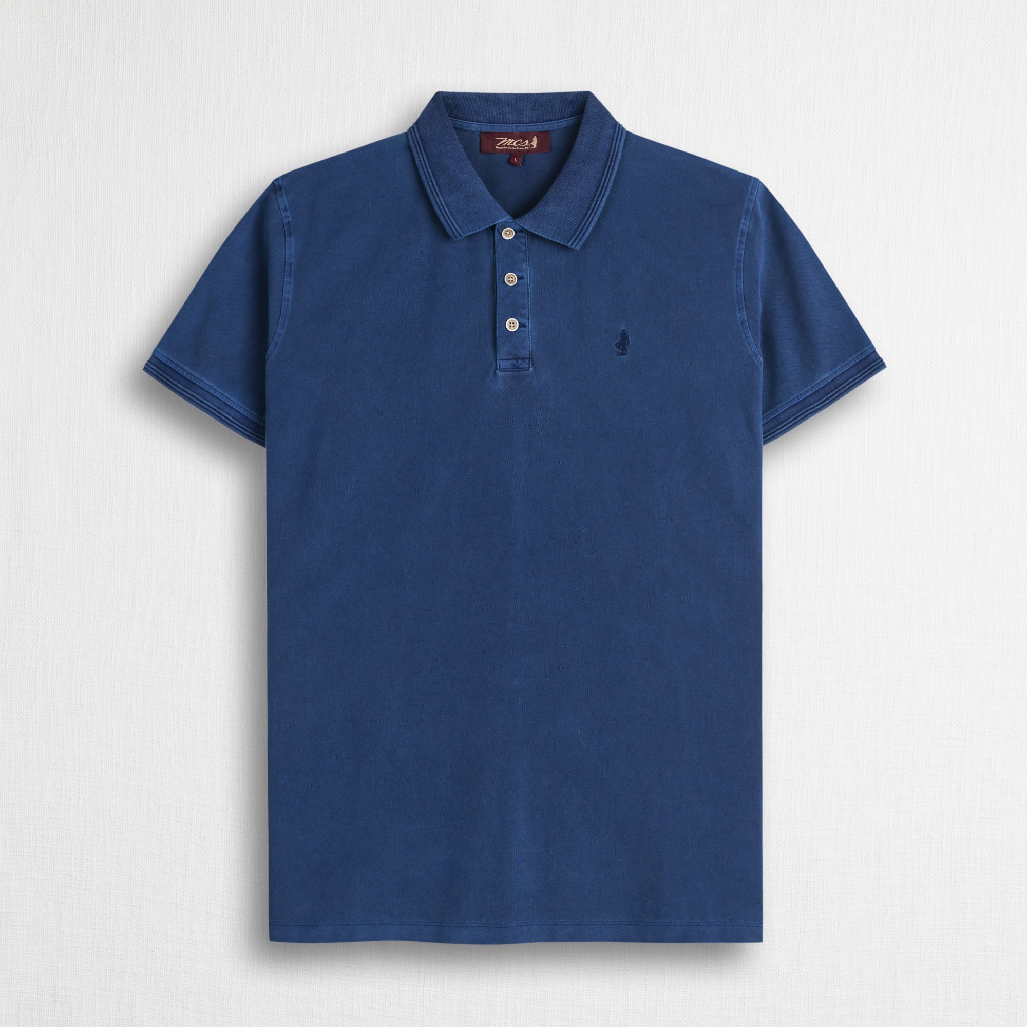 Polo cotone piquet stretch tinto in capo - Deep Blue