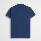 Polo cotone piquet stretch tinto in capo - Deep Blue