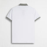 Stretch Cotton Piqué Polo Color Block - White