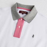 Stretch Cotton Piqué Polo Color Block - White