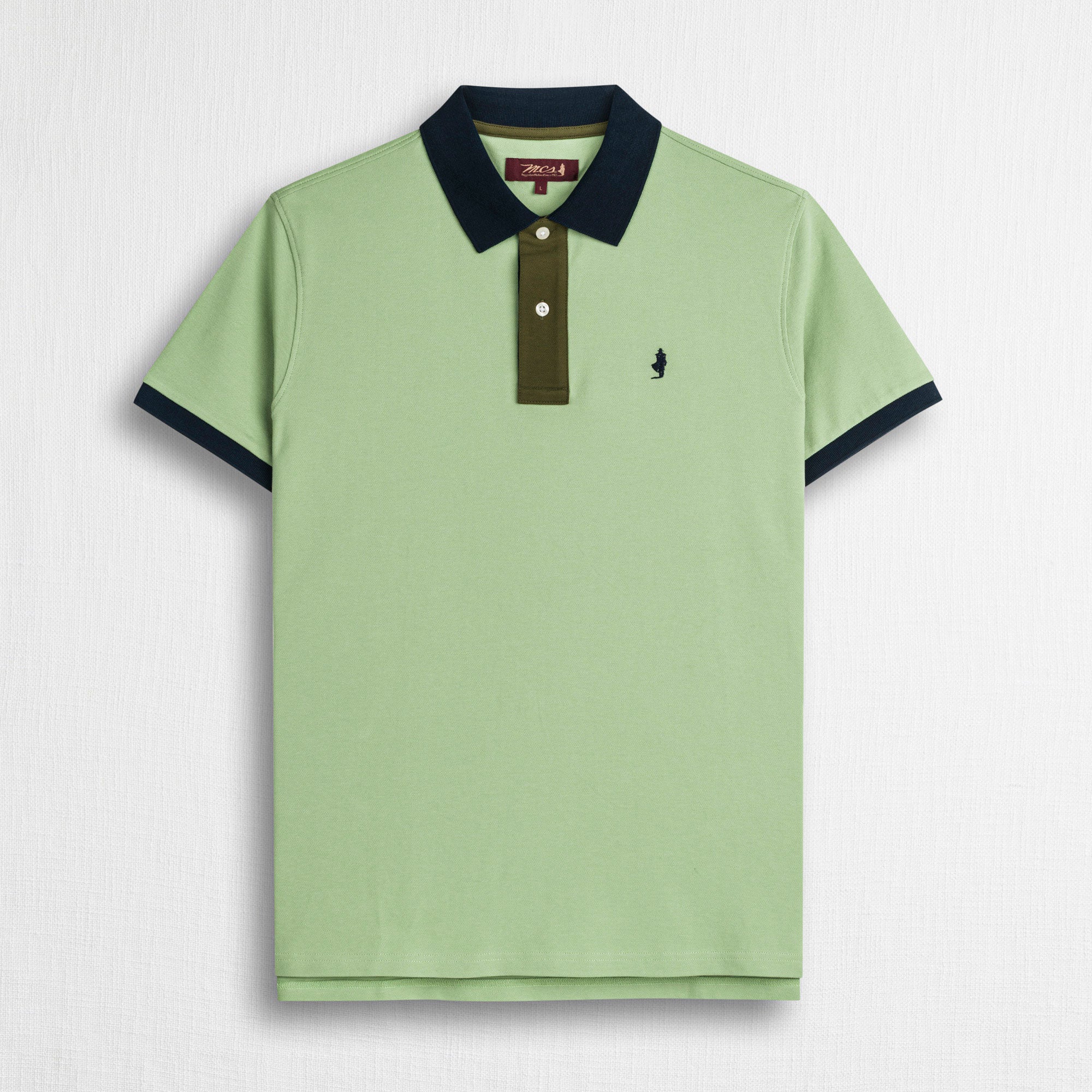 Polo cotone piquet stretch color block - Light Green
