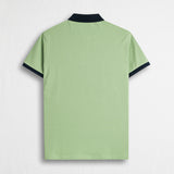 Stretch Cotton Piqué Polo Color Block - Light Green