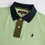 Stretch Cotton Piqué Polo Color Block - Light Green