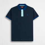 Polo cotone piquet stretch color block - Navy Blue