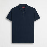 Polo misto cotone e lino - Navy Blue