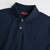 Cotton and Linen Blend Polo - Navy Blue