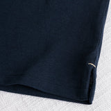 Cotton and Linen Blend Polo - Navy Blue