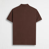 Cotton and Linen Blend Polo - Chocolate