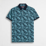 Polo 100% cotone piquet stampata - Blue Floral