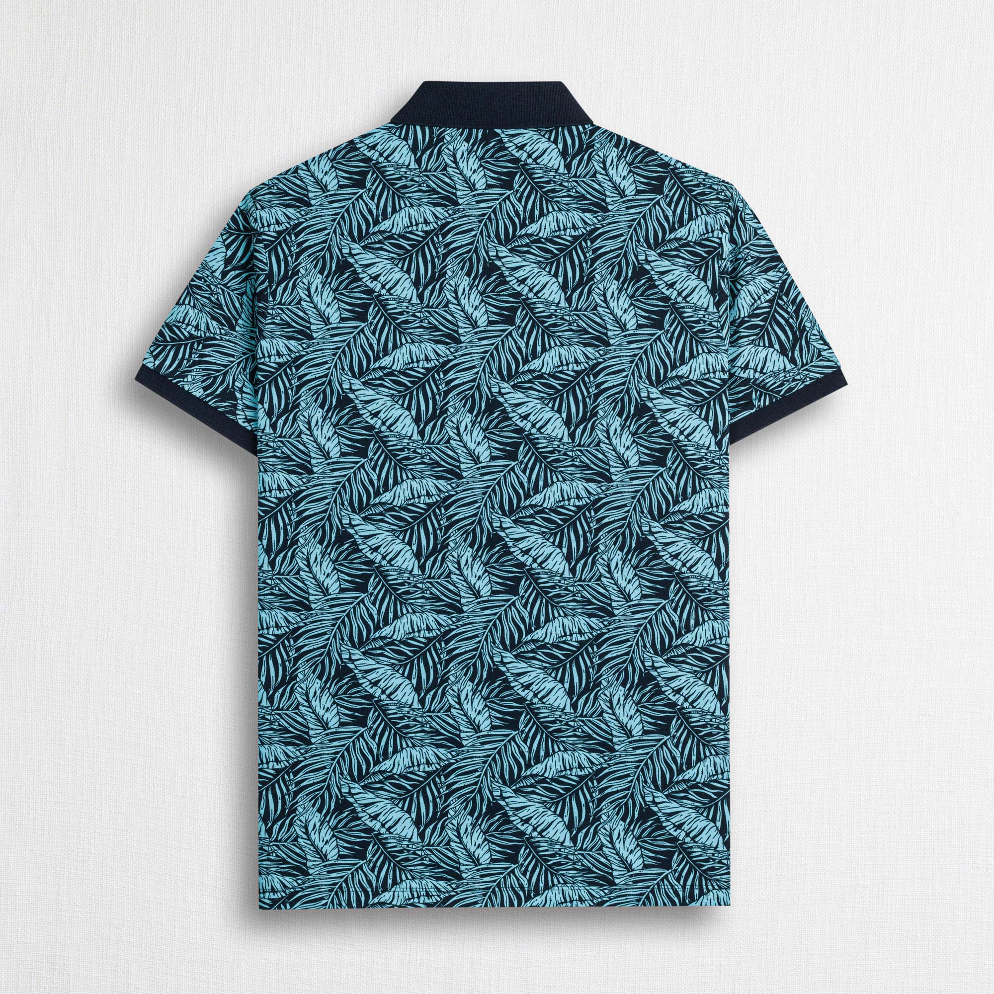 Polo 100% cotone piquet stampata - Blue Floral