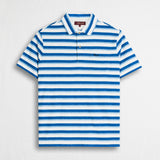 Polo 100% cotone jersey slub a righe - Sky Blue Stripe