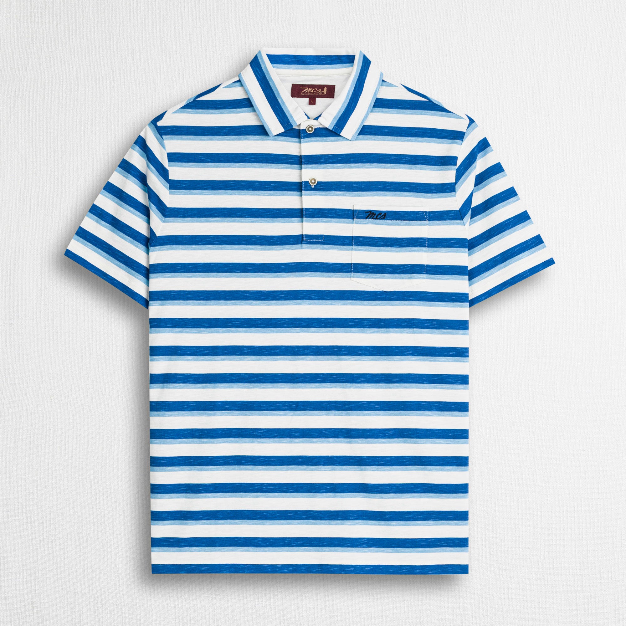 Polo 100% cotone jersey slub a righe - Sky Blue Stripe