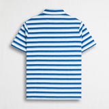 100% Cotton Slub Jersey Polo with Stripes - Sky Blue Stripe