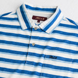 100% Cotton Slub Jersey Polo with Stripes - Sky Blue Stripe
