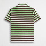 100% Cotton Slub Jersey Polo with Stripes - Chocolate Stripe