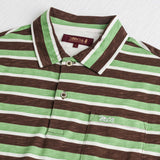 100% Cotton Slub Jersey Polo with Stripes - Chocolate Stripe