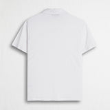 Cotton and Linen Blend Jersey Polo with V-Neck - White
