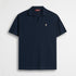 Polo misto cotone e lino jersey con scollo a V - Navy Blue