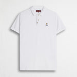 Polo 100% cotone piquet con ricami folk - White