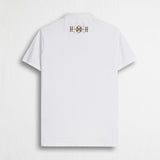 100% Cotton Piqué Polo with Folk Embroidery - White