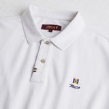 100% Cotton Piqué Polo with Folk Embroidery - White