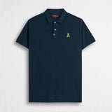 Polo 100% cotone piquet con ricami folk - Navy Blue