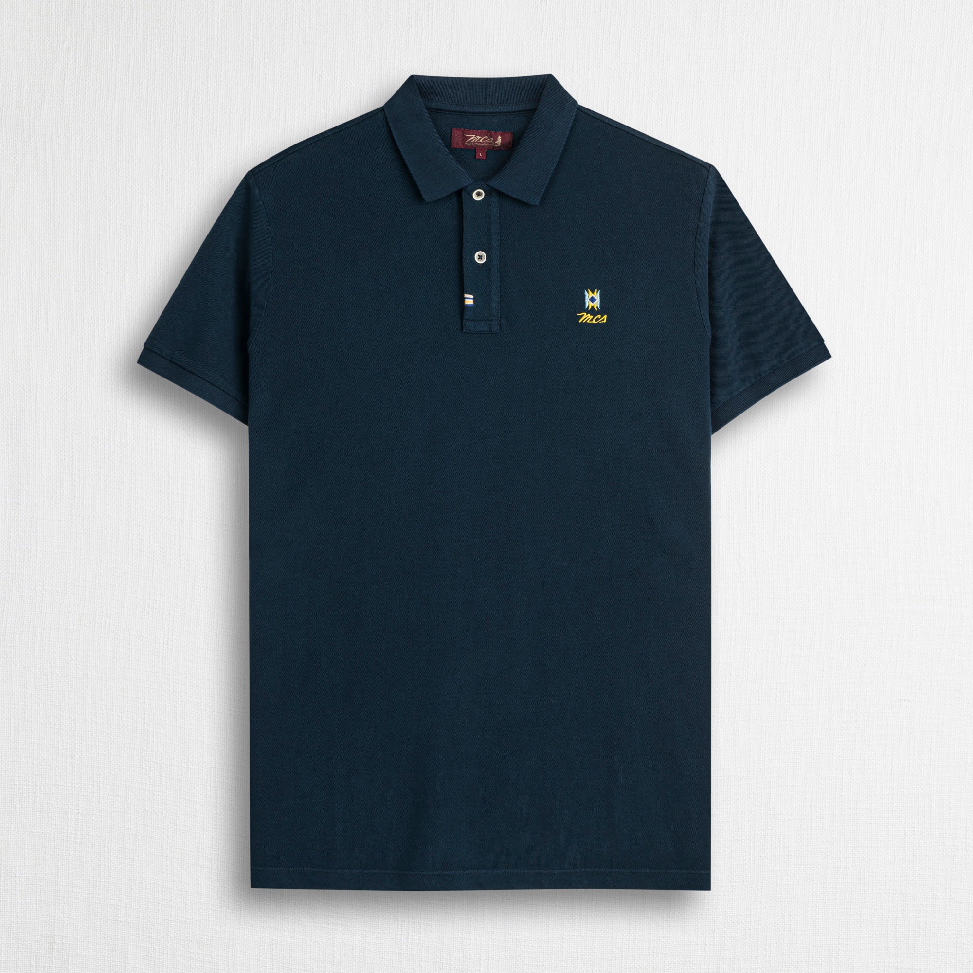 Polo 100% cotone piquet con ricami folk - Navy Blue
