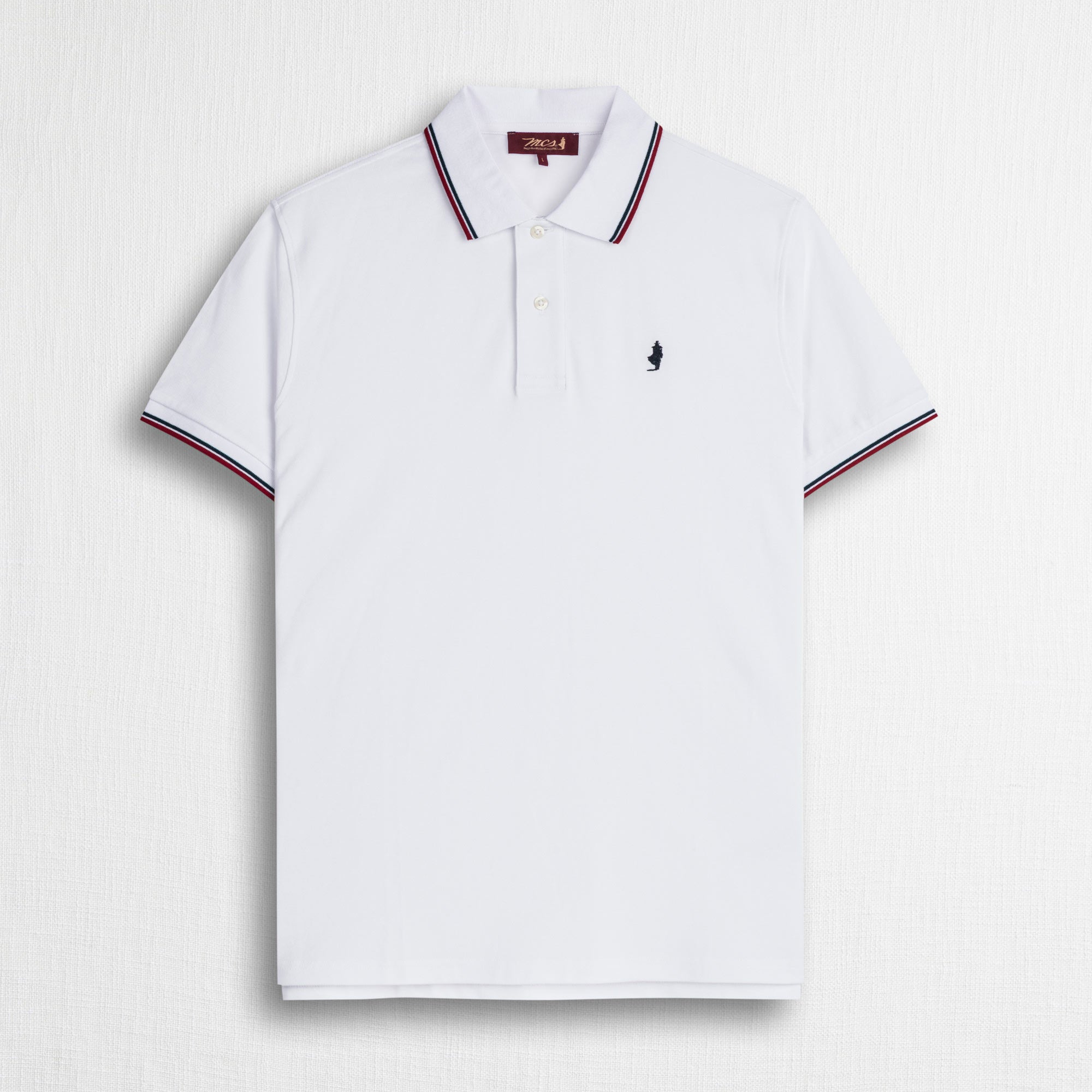 Polo cotone piquet stretch con righe bicolore - White