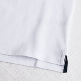 Stretch Cotton Piqué Polo with Two-Tone Stripes - White