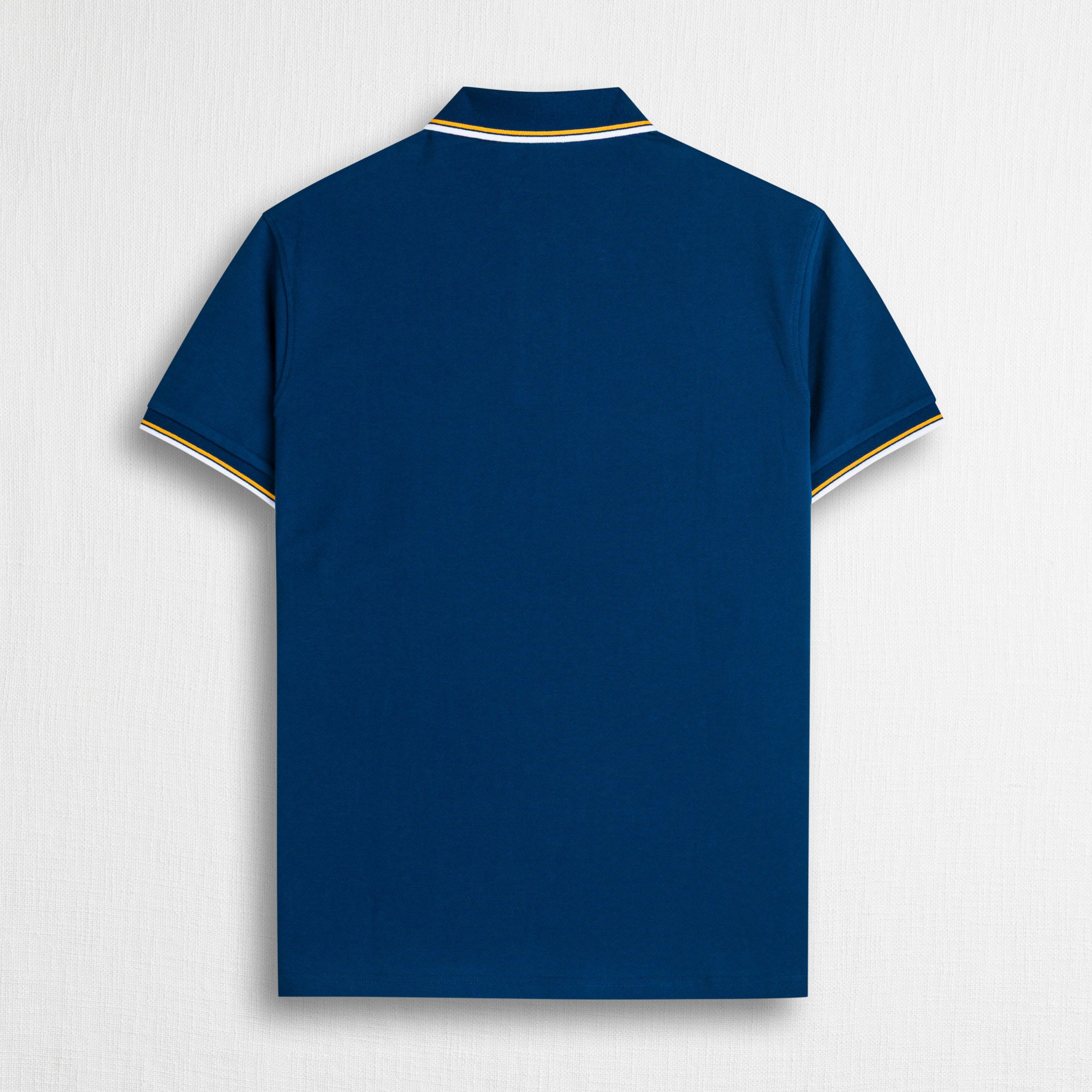 Polo cotone piquet stretch con righe bicolore - Deep Blue
