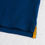 Stretch Cotton Piqué Polo with Two-Tone Stripes - Deep Blue