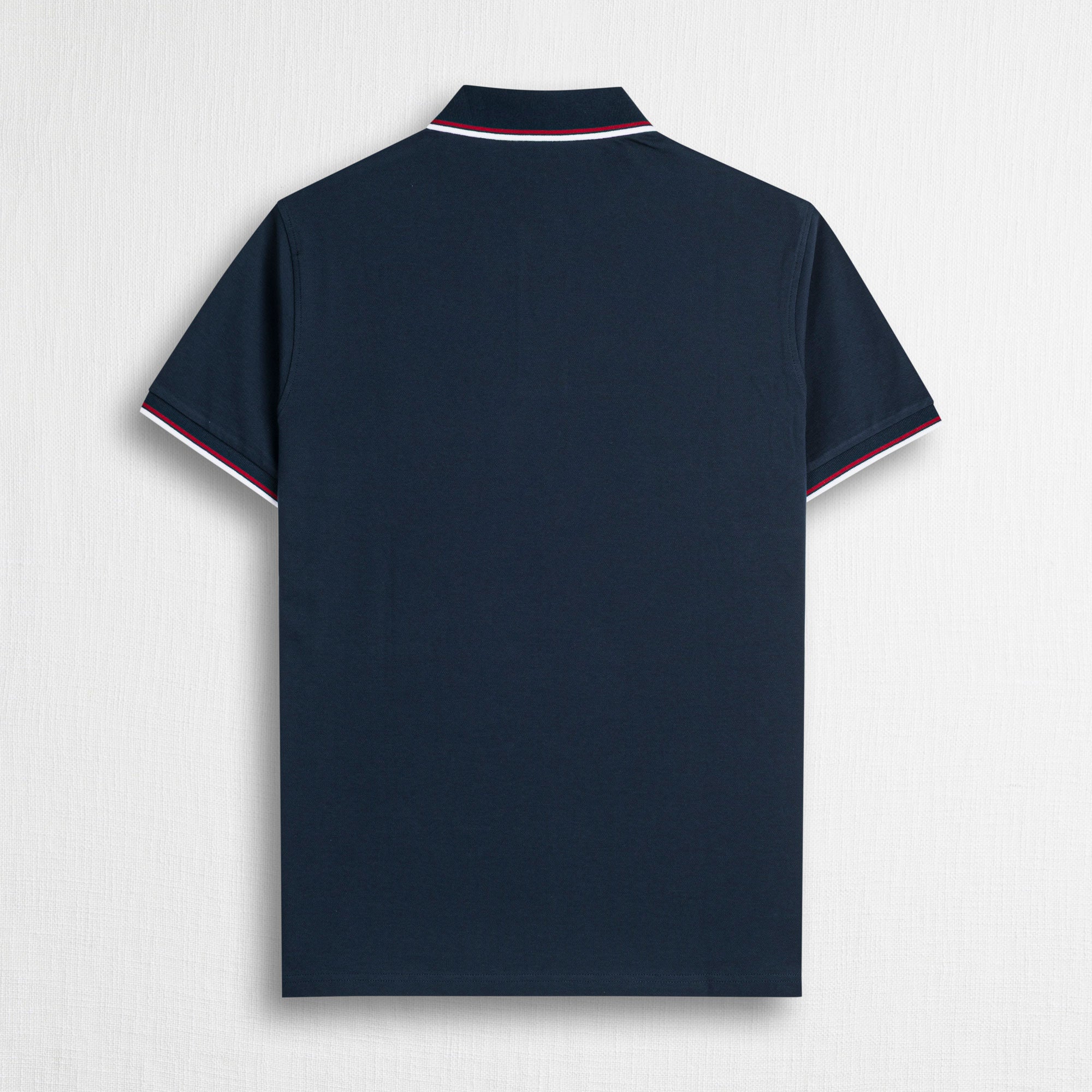 Polo cotone piquet stretch con righe bicolore - Navy Blue