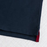 Stretch Cotton Piqué Polo with Two-Tone Stripes - Navy Blue