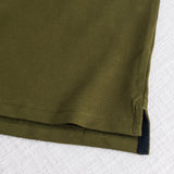 Stretch Cotton Piqué Polo with Two-Tone Stripes - Dark Olive