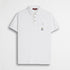 Polo 100% cotone piquet con ricami folk e taschino - White